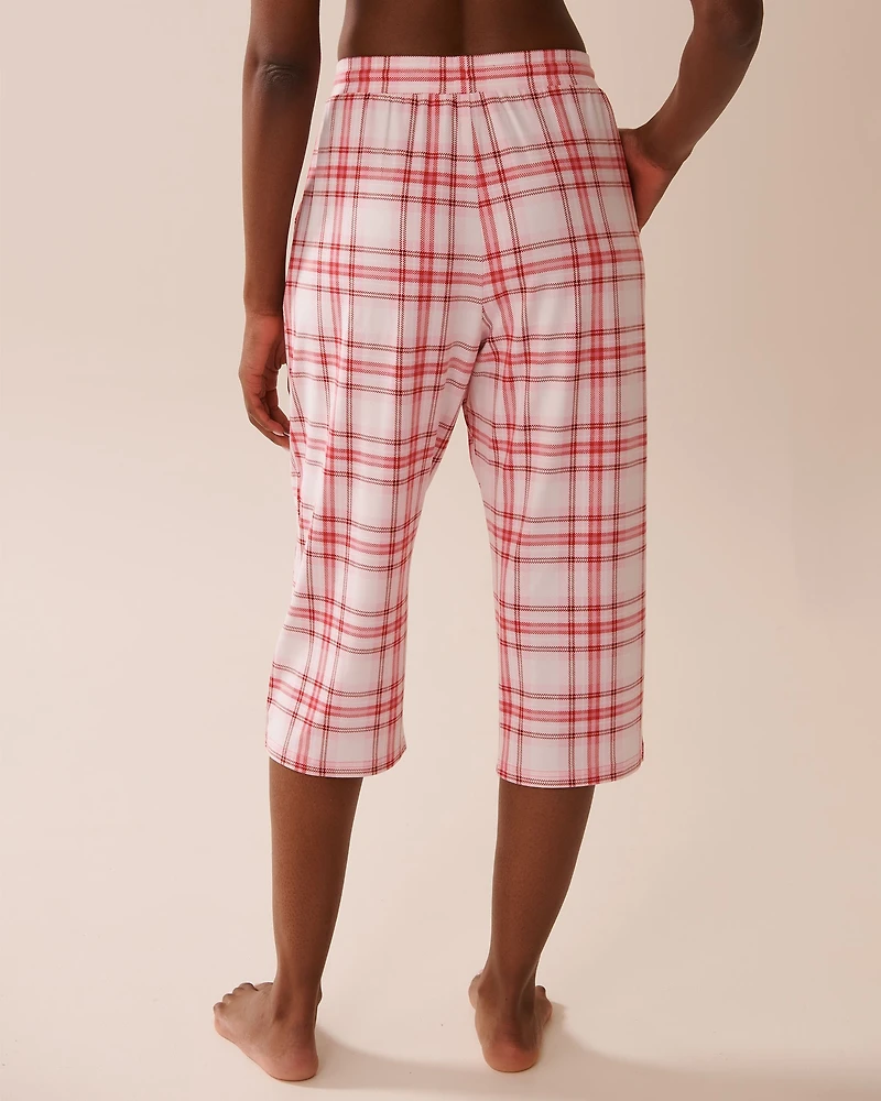 Capri de pyjama ultra doux carreaux bleus et verts