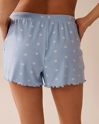 Crown Print Ribbed Pajama Shorts