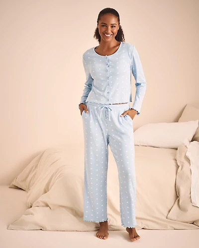 Crown Print Ribbed Pajama Pants