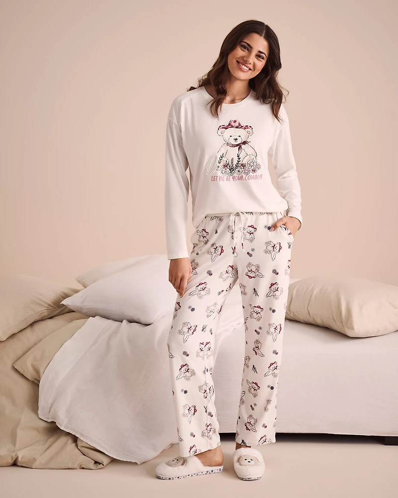 Cowboy Teddy Bear Print Super Soft Pajama Pants