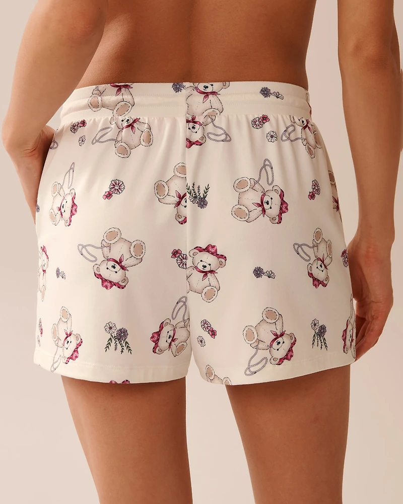 Cowboy Teddy Bear Print Super Soft Pajama Shorts