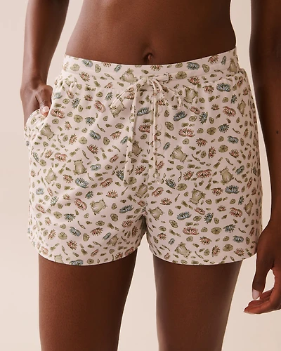 Frog Print Super Soft Pajama Shorts