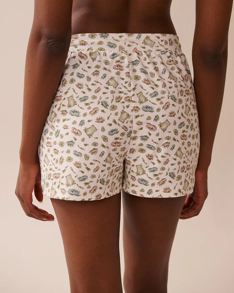 Frog Print Super Soft Pajama Shorts