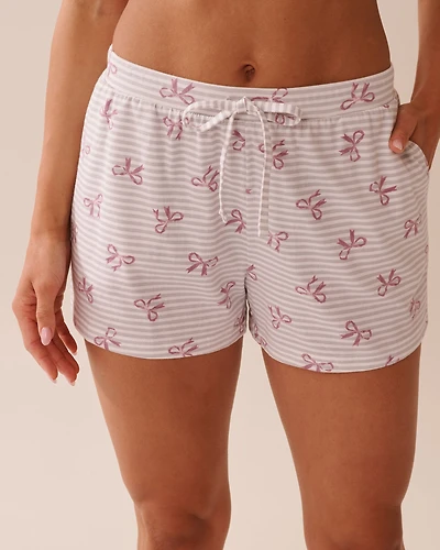 Bow Print Cotton Pajama Shorts