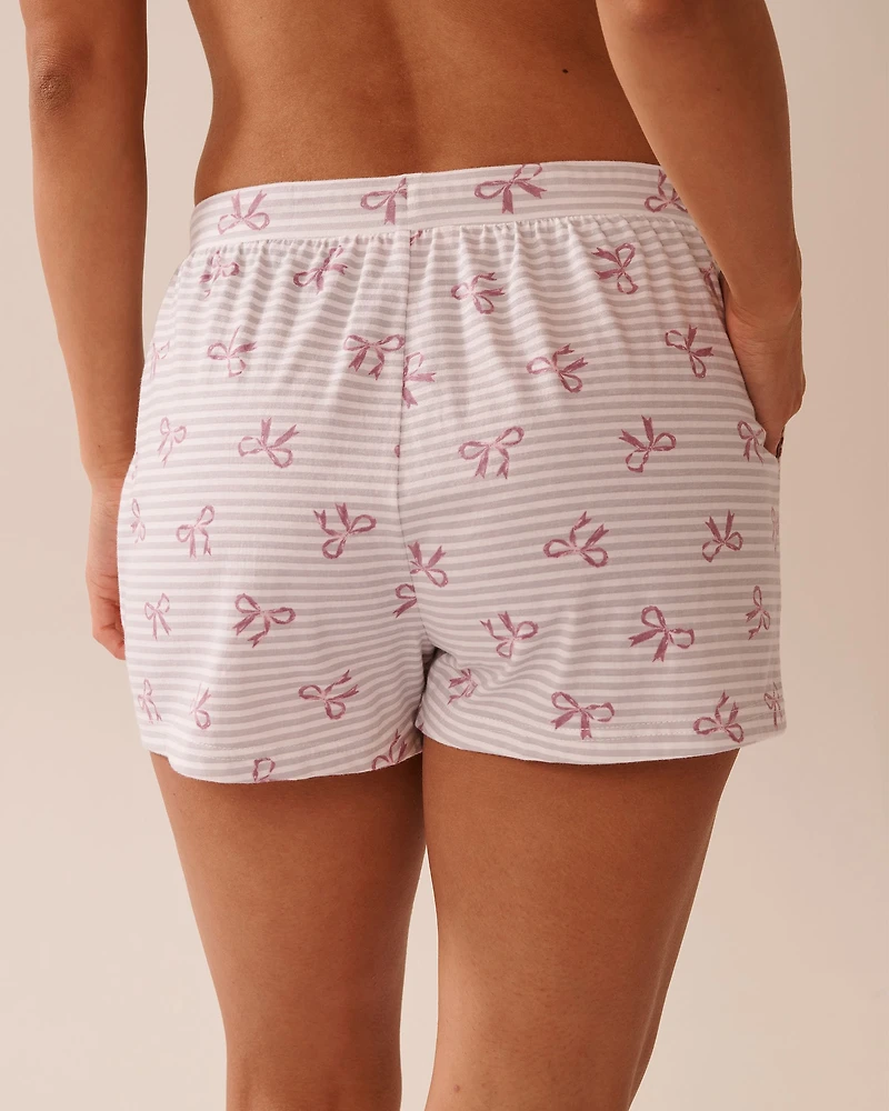 Bow Print Cotton Pajama Shorts