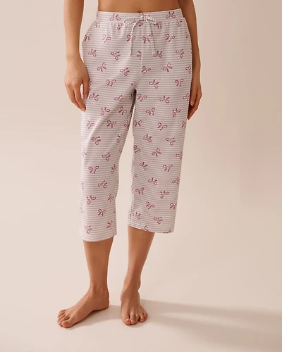 Bow Print Cotton Pajama Capris