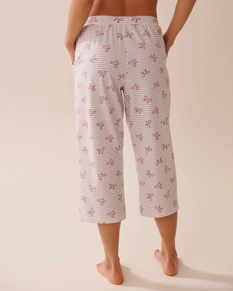 Bow Print Cotton Pajama Capris