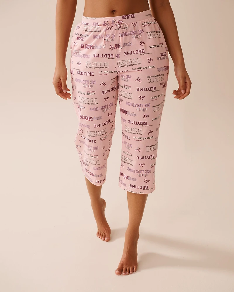 Bow Print Cotton Pajama Capris