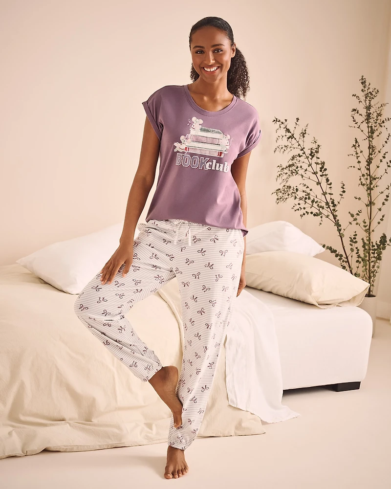 Bow Print Cotton Jogger Pyjama Pants