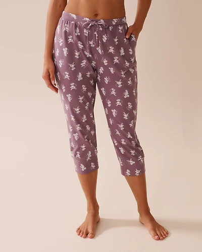 Pink Plaid Cotton Fitted Pajama Capris