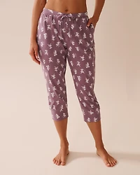 Pink Plaid Cotton Fitted Pajama Capris