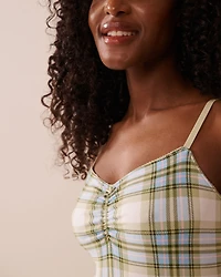 Green & Blue Plaid Super Soft Nightie with Shelf Bra