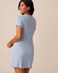 Chemise de nuit côtelée imprimé couronnes