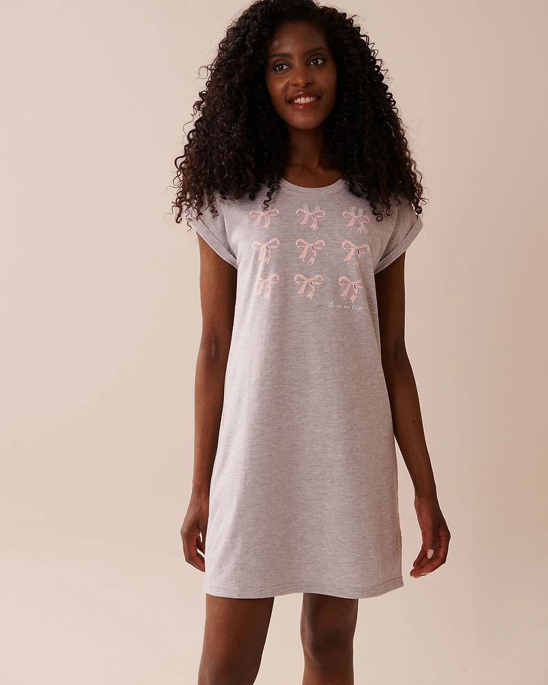 Bow Print Cotton Short Sleeve Sleepshirt