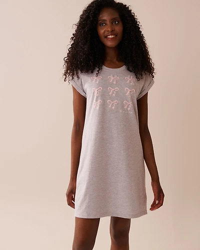 Bow Print Cotton Short Sleeve Sleepshirt