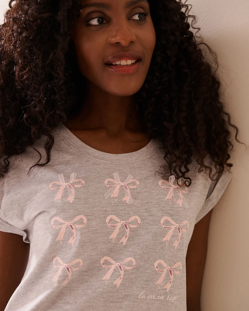 Bow Print Cotton Short Sleeve Sleepshirt