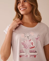 Bow Print Cotton Short Sleeve Sleepshirt