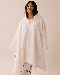 Cable Effect Soft Plush Hooded Cape