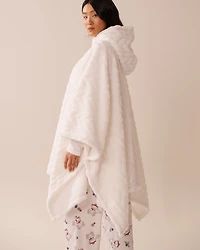 Cable Effect Soft Plush Hooded Cape