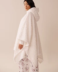 Cable Effect Soft Plush Hooded Cape