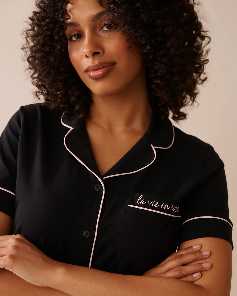 Cotton Short Sleeve Button-down Shirt