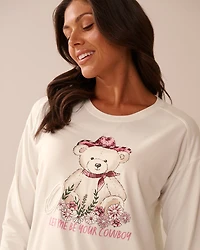 Cowboy Teddy Bear Print Super Soft Long Sleeve Shirt