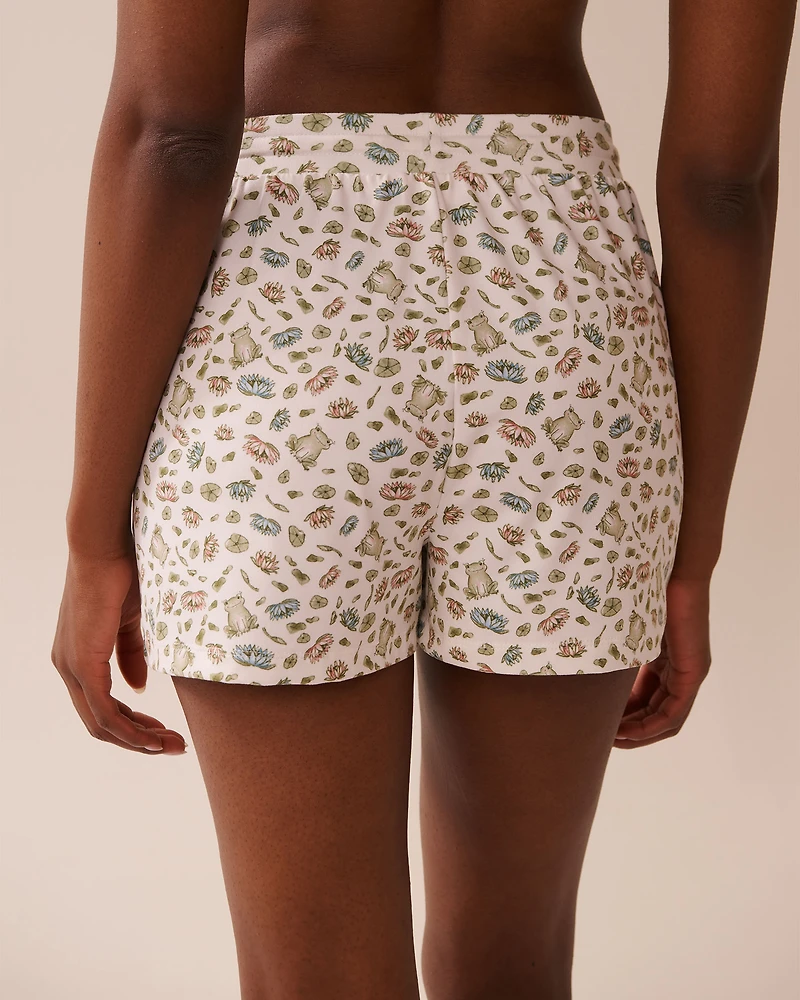 Cowboy Teddy Bear Print Super Soft Pajama Shorts