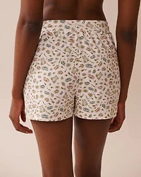 Cowboy Teddy Bear Print Super Soft Pajama Shorts