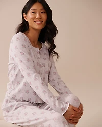 Teddy Bear Print Ribbed Long Sleeve Shirt