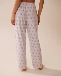 Teddy Bear Print Ribbed Pajama Pants