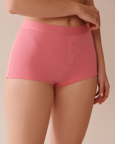 Cotton and Logo Elastic Band High Waist Boyleg Panty