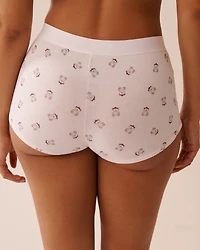 Culotte garçonne taille haute coton et bande élastique logo