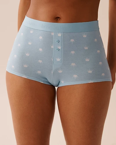 Cotton and Logo Elastic Band High Waist Boyleg Panty
