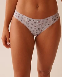 Cotton and Lace Detail Thong Panty