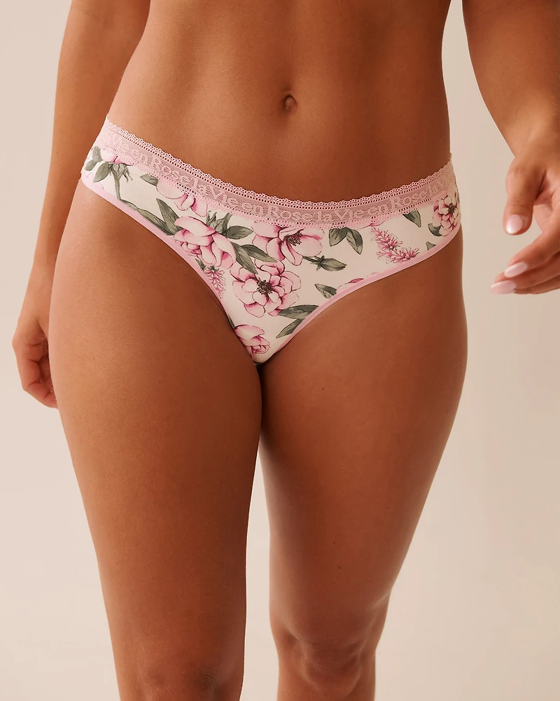 Super Soft Lace Trim Thong Panty