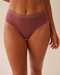 Culotte bikini taille haute ultra douce bordure de dentelle