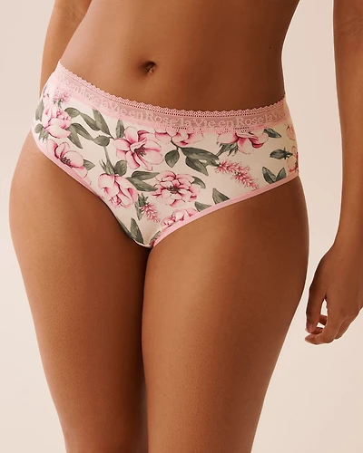 Culotte bikini taille haute ultra douce bordure de dentelle