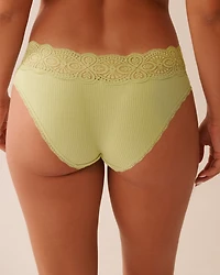 Lace Trim Ribbed Bikini Panty