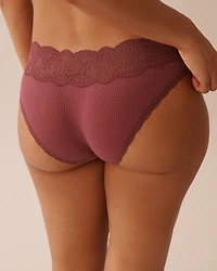 Lace Trim Ribbed Bikini Panty