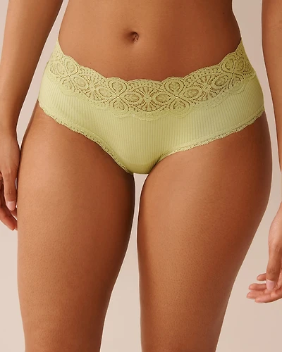 Lace Trim Ribbed Hiphugger Panty