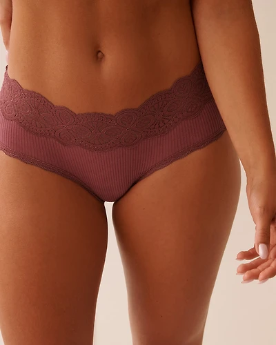 Lace Trim Ribbed Hiphugger Panty
