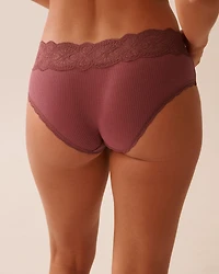 Lace Trim Ribbed Hiphugger Panty