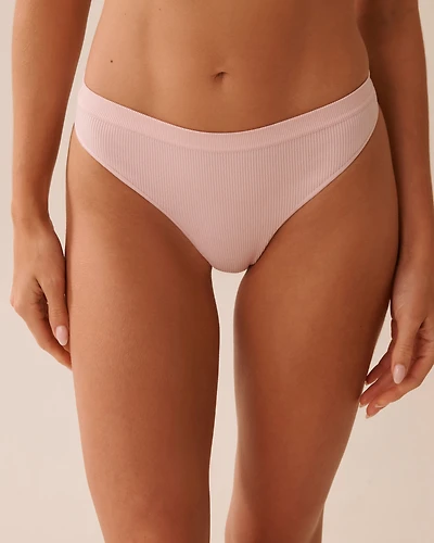 Seamless Fabric Ribbed Thong Panty