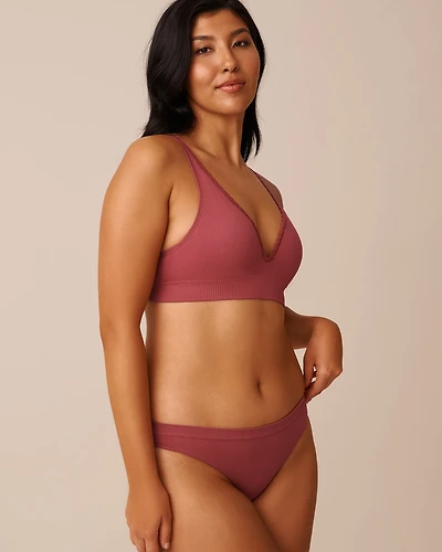 Seamless Fabric Ribbed Thong Panty