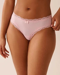 Microfiber and Lace Trim Cheeky Panty