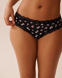 Culotte cheeky microfibre et bordure de dentelle