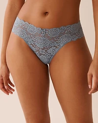 Wide Waistband Lace Thong Panty