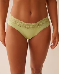 Lace Trim Ribbed Bikini Panty