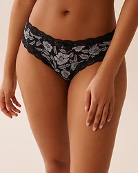 Microfiber and Lace Trim Cheeky Panty