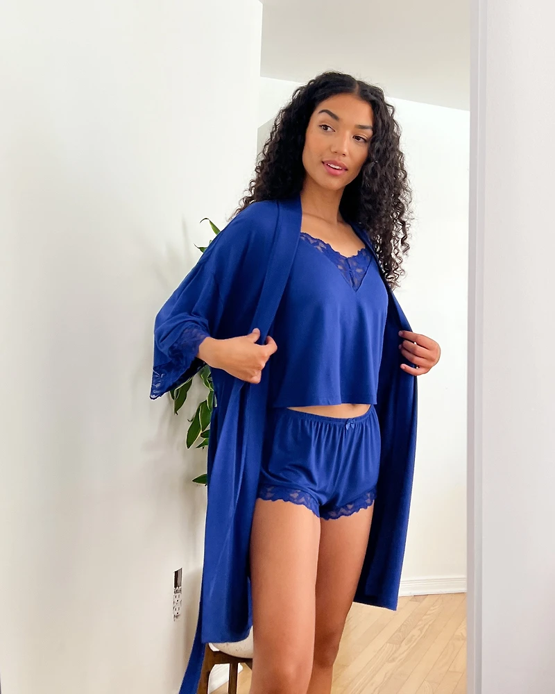 Camisole courte en modal avec détails dentelle